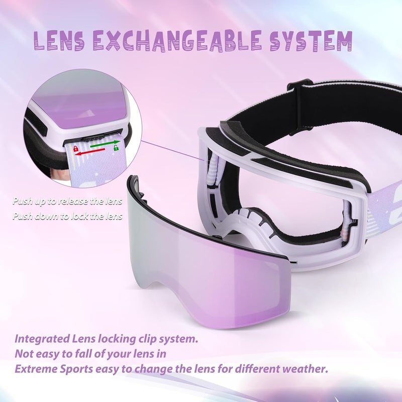 EXP VISION Ski/Snowboard Goggles Parent-child Snow Goggles Over Glasses for Men, Women Youth Kids - Image 4